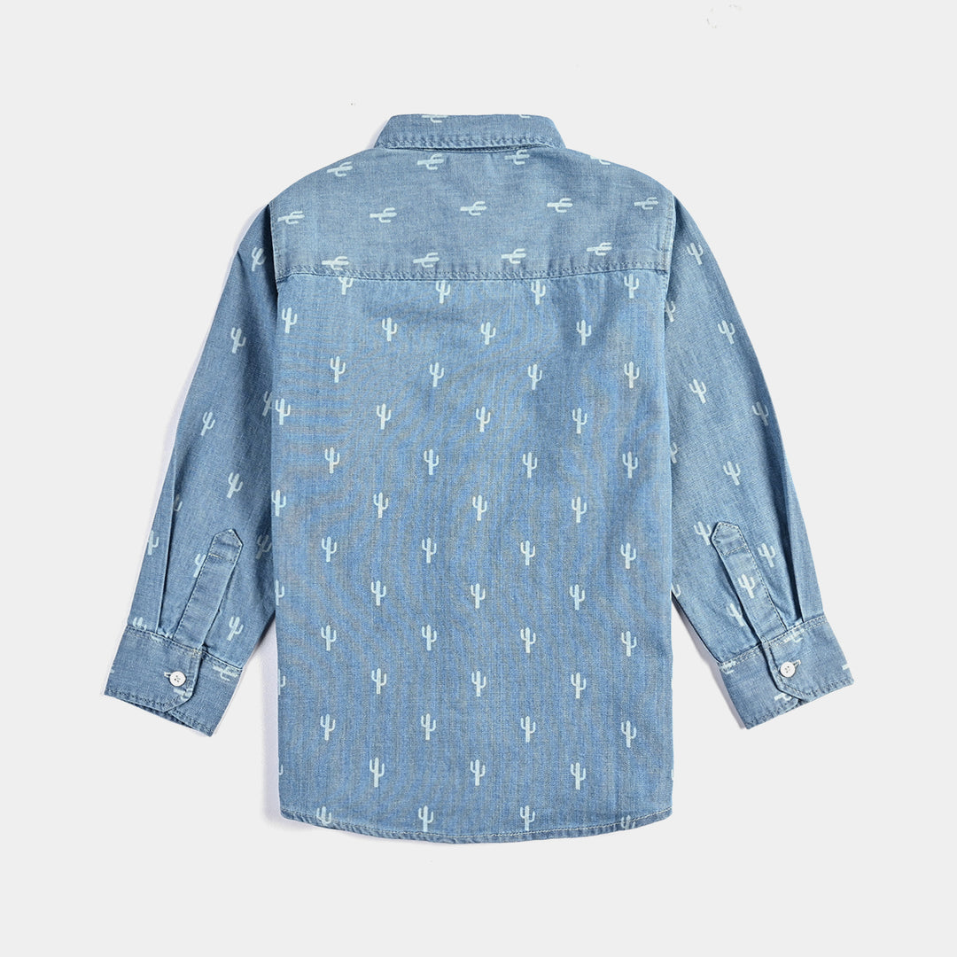 Boys Denim rigid Shirt F/S Cactus-LT.Blue