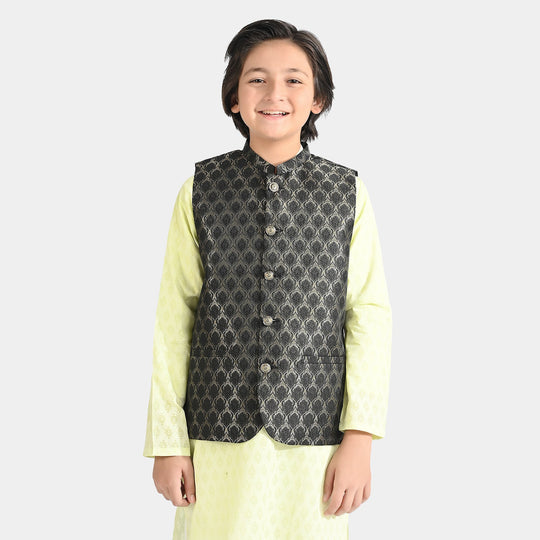 Boys Poly Viscose Waistcoat-BLACK