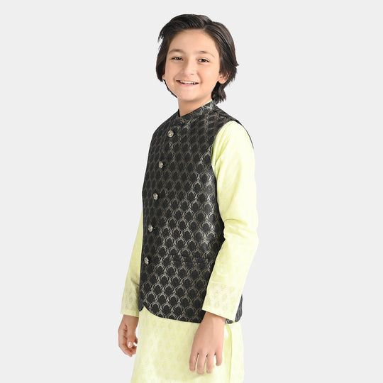 Boys Poly Viscose Waistcoat-BLACK