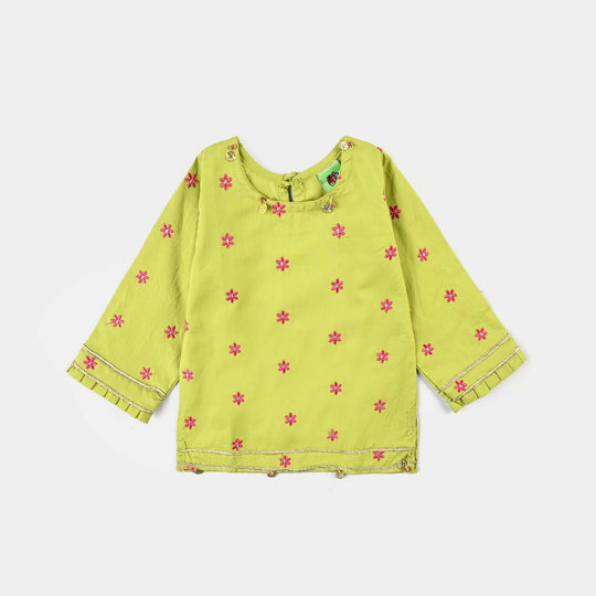 Infant Girls Cotton Poplin Emb 2Pcs Falak-Green