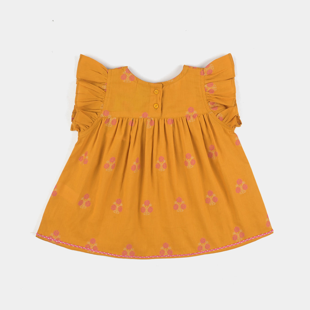 Infant Girls Jacquard 2 Pcs Little Bahaar-Mustard