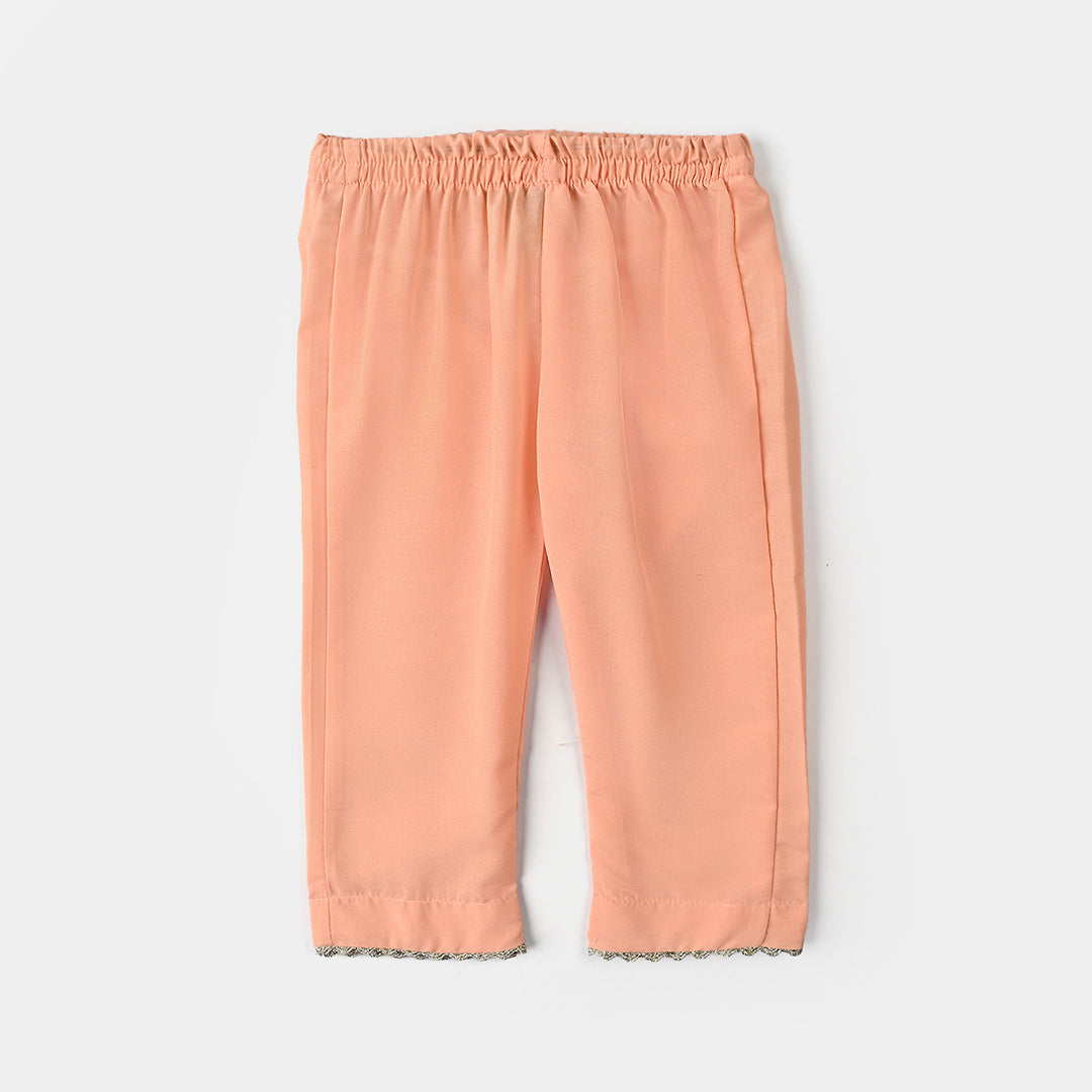 Infant Girls Poly Cambric Emb 2 Pcs Reet-Peach