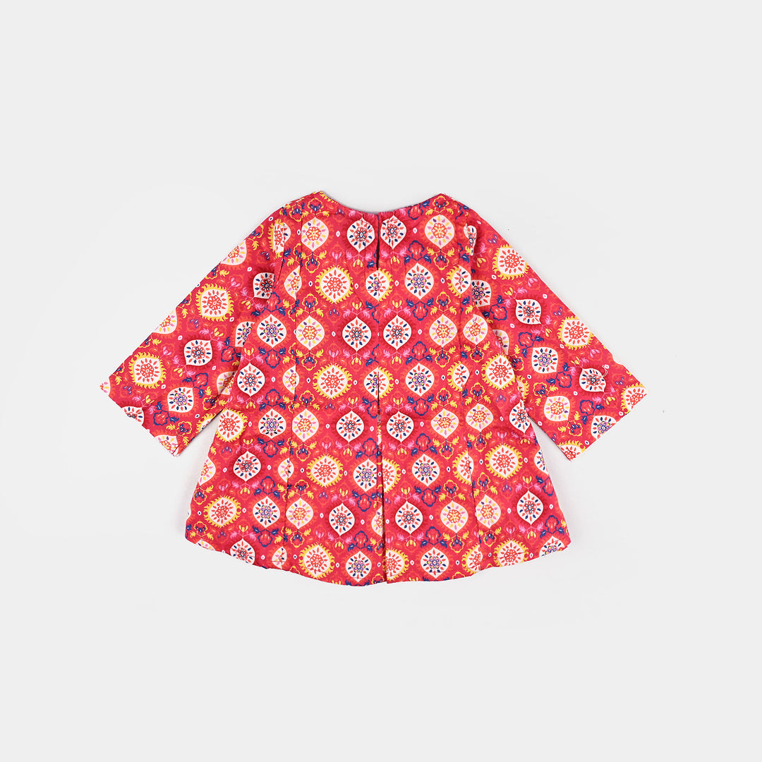 Infant Girls Cotton Poplin Printed 2 Pcs Rangela-Pink