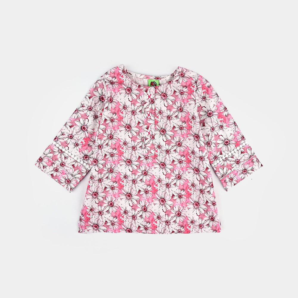 Girls Cotton Poplin Printed 2 Pcs Blossom-Multi