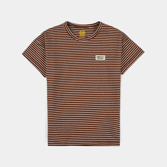 Boys Yarn Dyed T-Shirt H/S NEW GOAL-D.Brown