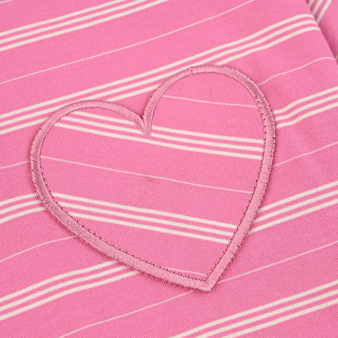 Girls Yarn Dyed T-Shirt H/S HEART POCKET-Hot Pink