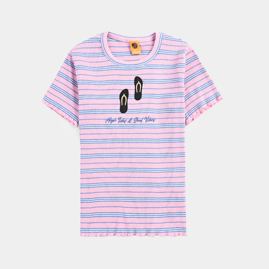 Girls Yard Dyed T-Shirt H/S BEACH VIBE-Pink