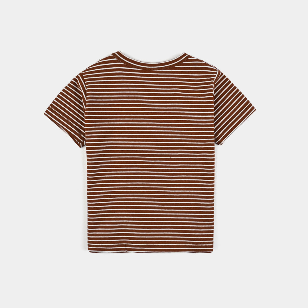 Infant Boy Yarn Dyed T-Shirt COME FLY WITH ME-D.Brown