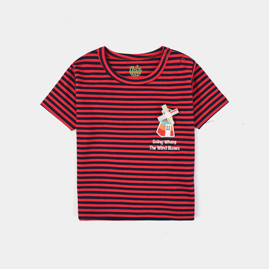 Infant Boys Yarn Dyed T-Shirt GOING THE WIND BLOWS-Red