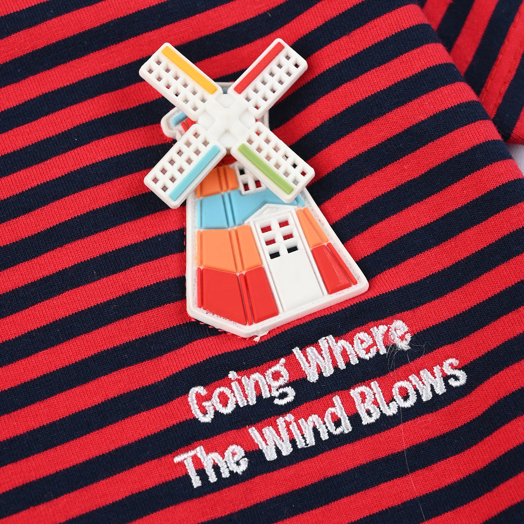 Infant Boys Yarn Dyed T-Shirt GOING THE WIND BLOWS-Red