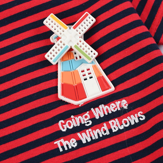 Infant Boys Yarn Dyed T-Shirt GOING THE WIND BLOWS-Red