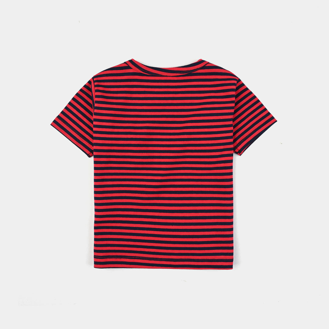 Infant Boys Yarn Dyed T-Shirt GOING THE WIND BLOWS-Red