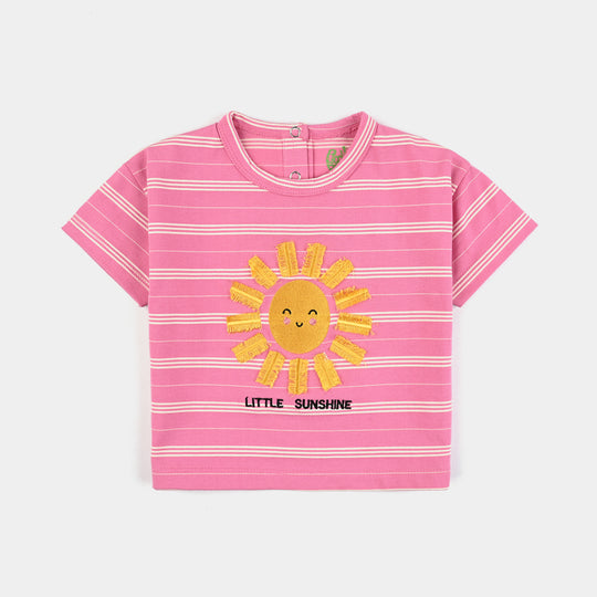 Infant Girls Yarn Dyed T-Shirt LITTLE SUNSHINE-Hot Pink