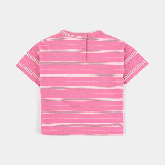 Infant Girls Yarn Dyed T-Shirt LITTLE SUNSHINE-Hot Pink