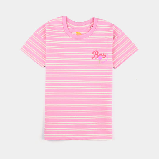 Girls Jacquard T-Shirt H/S BERRY DELICIOUS-Pink