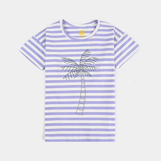 Girls Yarn Dyed T-Shirt H/S PALM VIBES