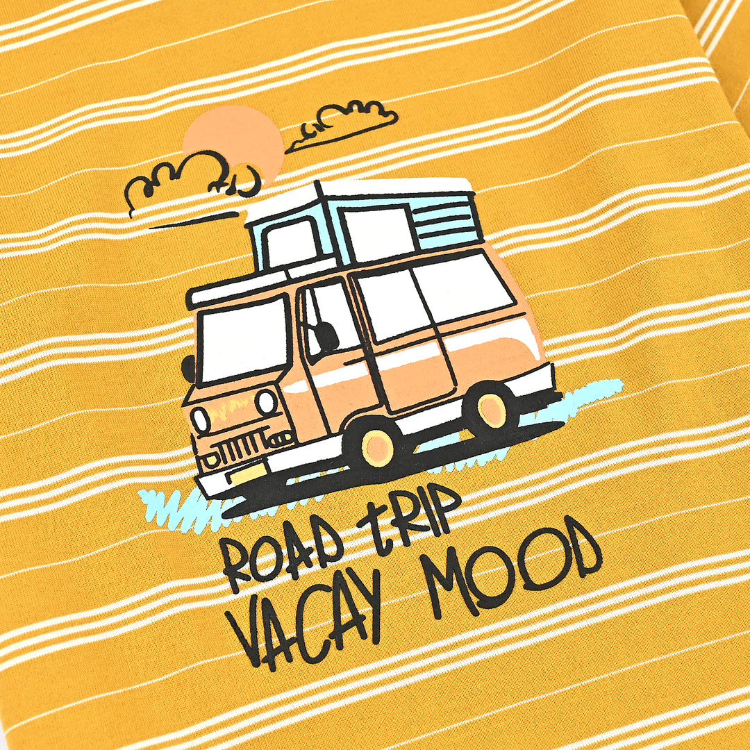 Boys Yarn Dyed T-Shirt H/S ROAD TRIP-Yellow