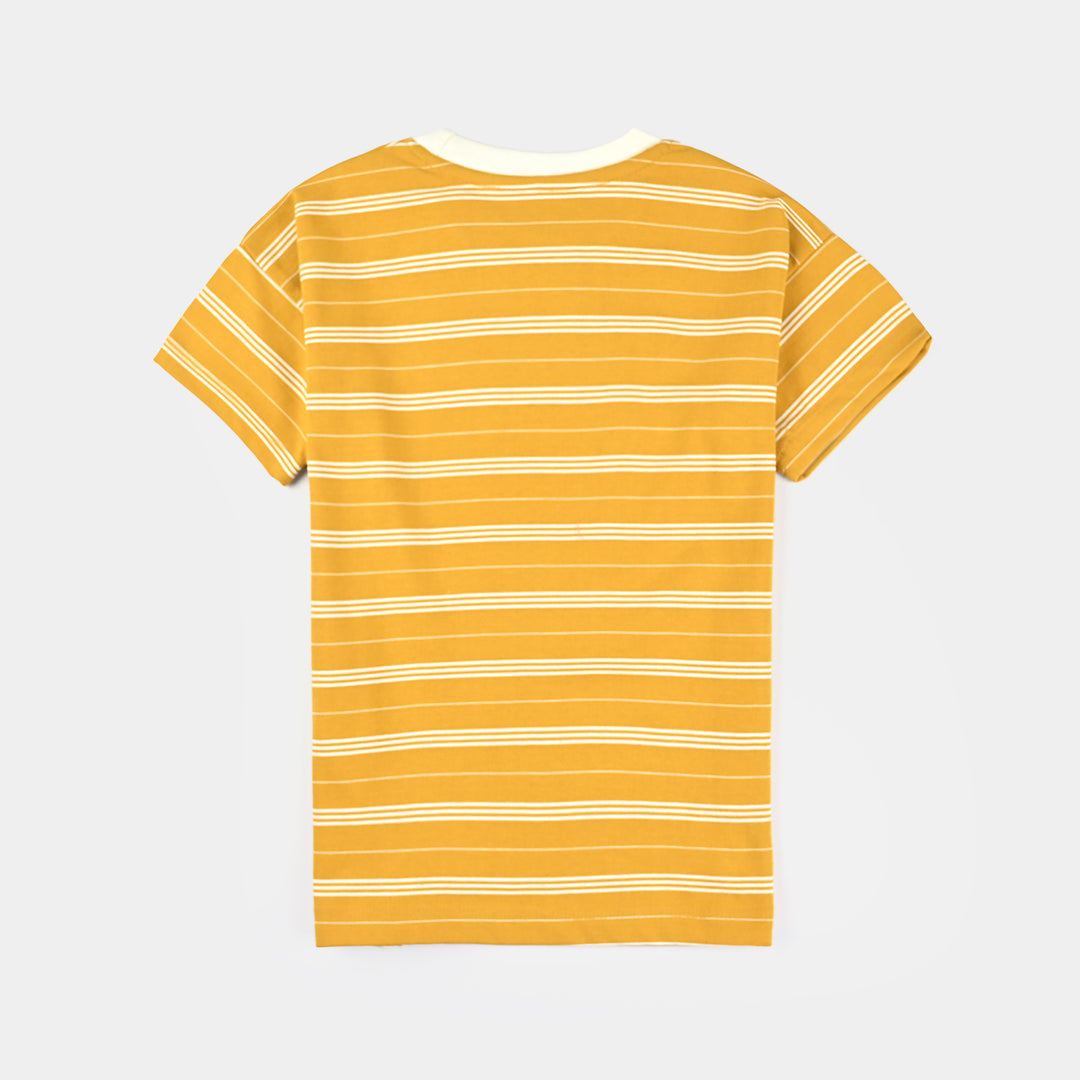 Boys Yarn Dyed T-Shirt H/S ROAD TRIP-Yellow