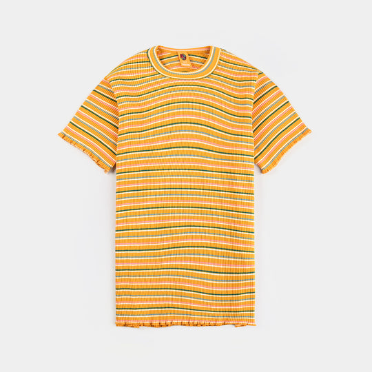 Girls Yard Dyed Rib T-Shirt H/S-Lit Yellow