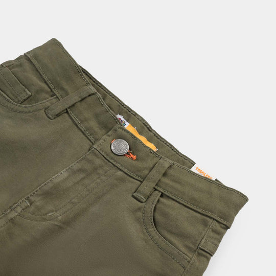 Boys Cotton Twill Short Keep Out-Olive green