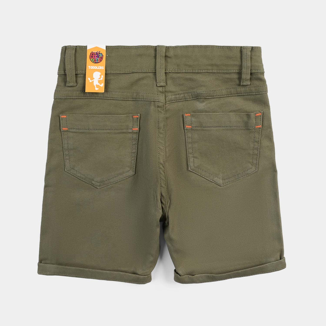 Boys Cotton Twill Short Keep Out-Olive green