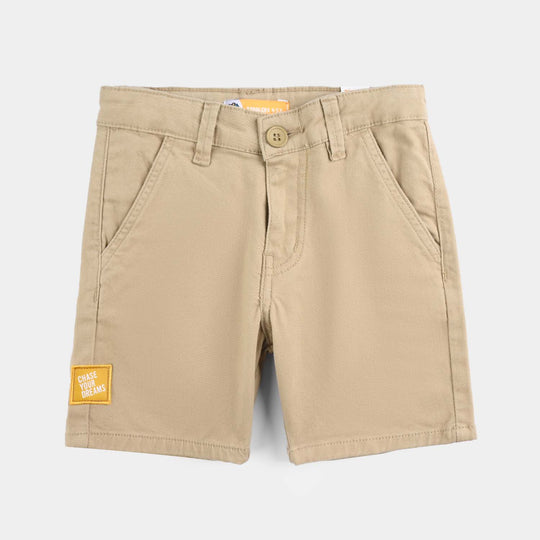 Boys Cotton Twill Short Chase Your Dreams- Beige