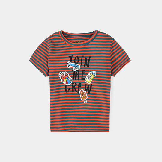 Infant Boys Yarn Dyed T-Shirt JOIN THE CREW-Multi