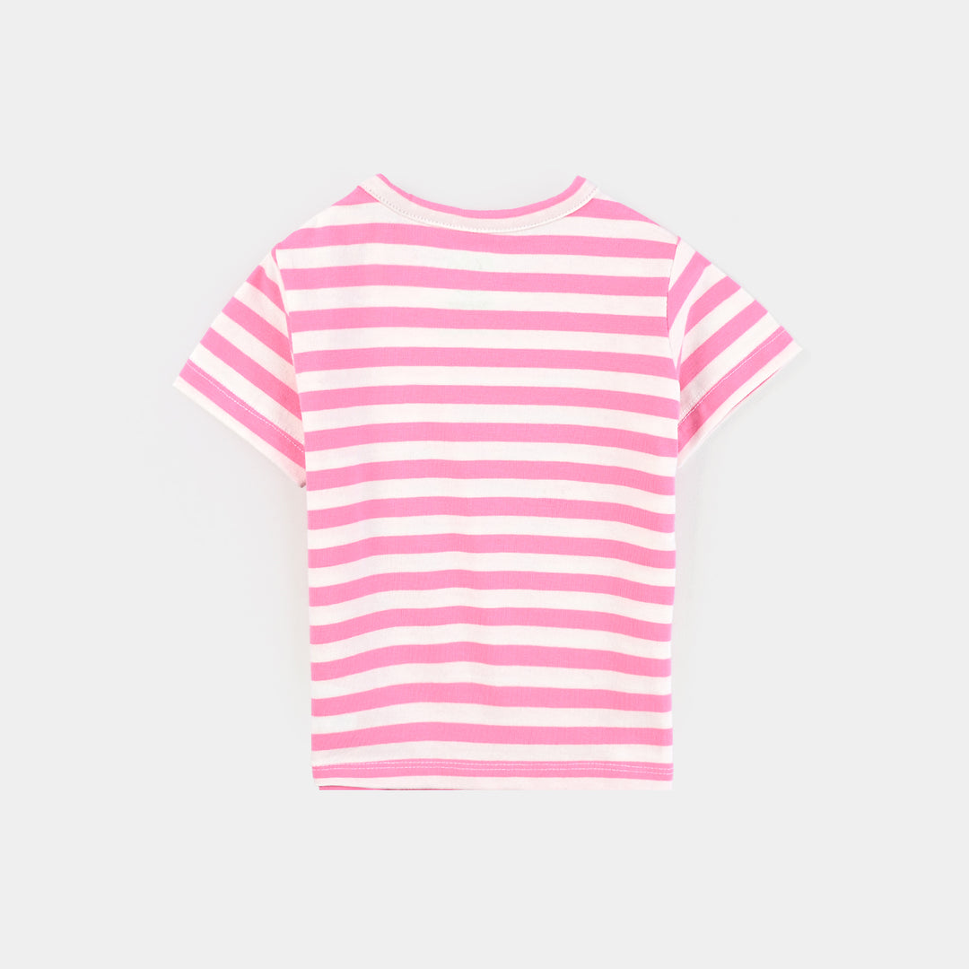 Infant Girls Yarn Dyed T-Shirt-Pink