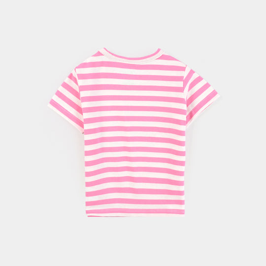 Infant Girls Yarn Dyed T-Shirt-Pink