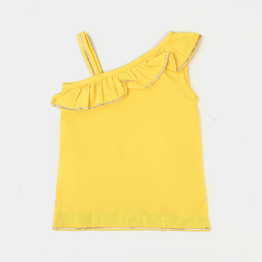 Infant Girls Cotton Poplin Emb 2 Pcs Suit -Yellow