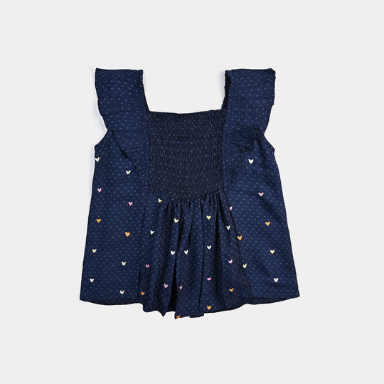 Infant Girls Poly Cotton Emb Top Mid Night-Blue