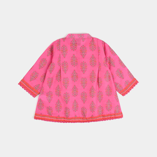 Girls Poly Cambric Printed 2 Pcs Bliss-Pink