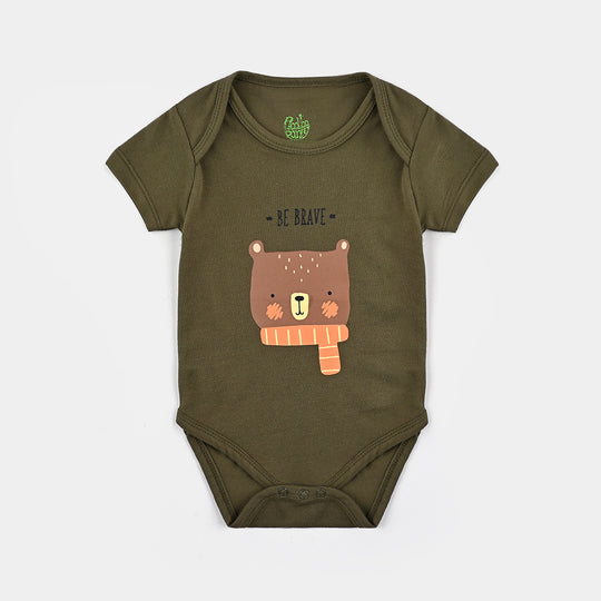 Infant (Unisex) Cotton Interlock Basic Romper Be Brave-Olive