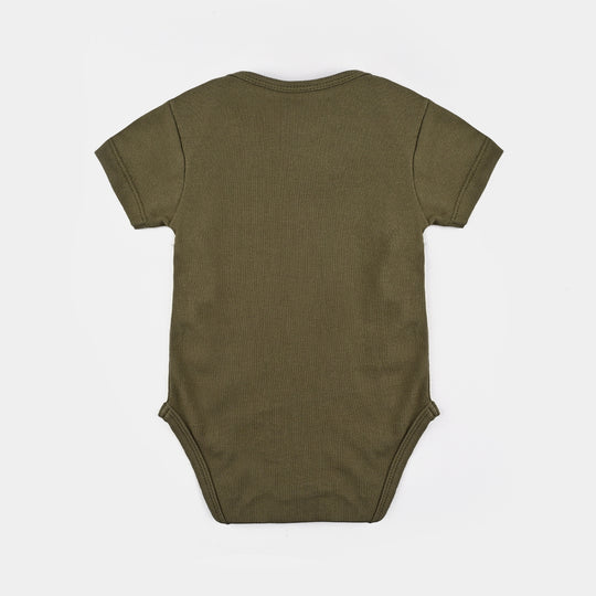 Infant (Unisex) Cotton Interlock Basic Romper Be Brave-Olive