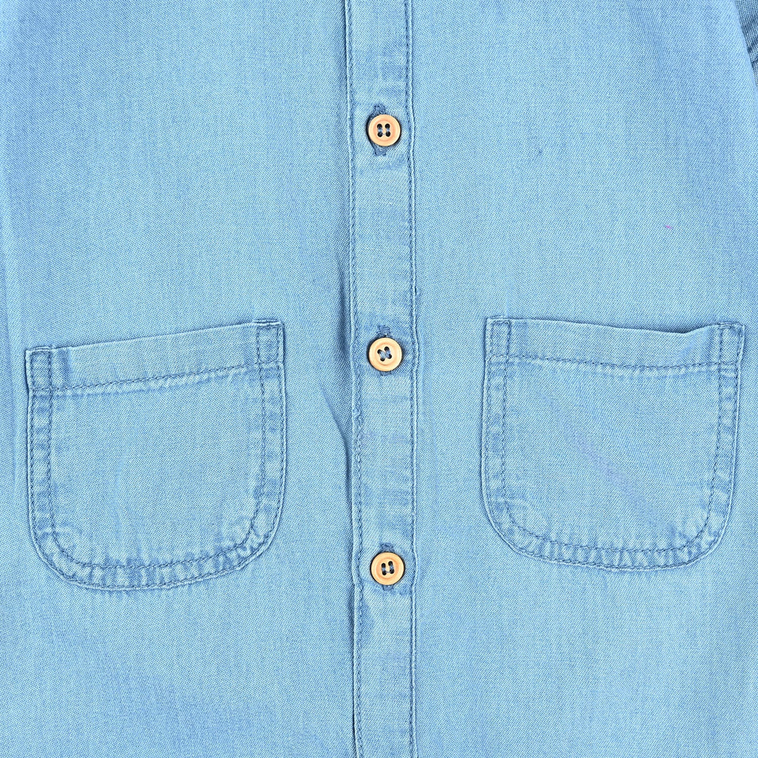 Infant Boys Tencel Denim (Light Denim) Romper-Blue