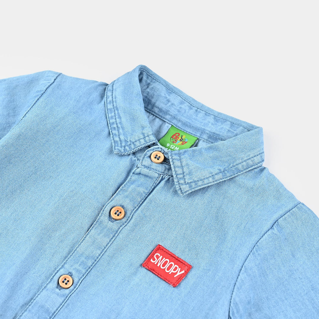 Infant Boys Tencel Denim (Light Denim) Romper-Blue