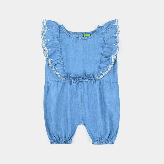 Infant Girls Tencel Denim (Light Denim) Romper Frill Style-Blue