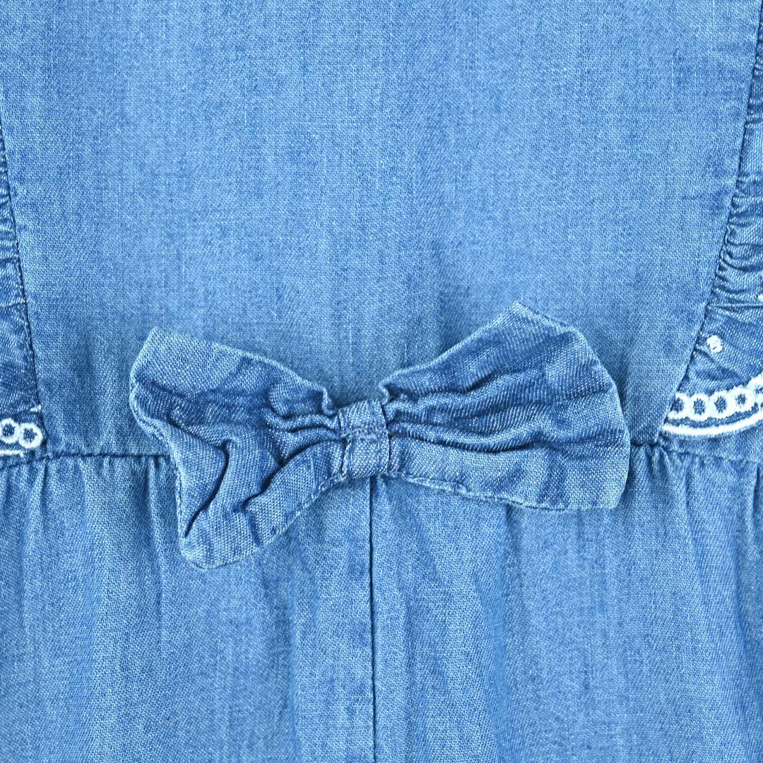Infant Girls Tencel Denim (Light Denim) Romper Frill Style-Blue