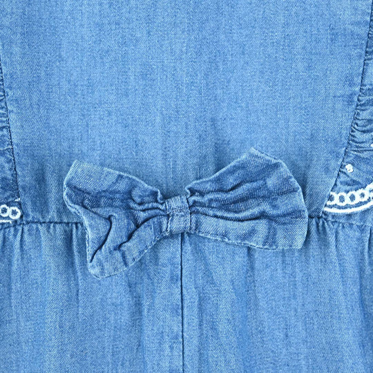 Infant Girls Tencel Denim (Light Denim) Romper Frill Style-Blue