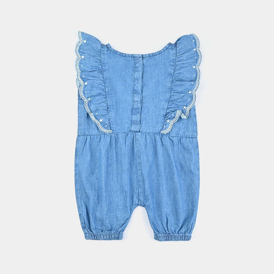 Infant Girls Tensile Denim (Light Denim) Romper Frill Style-Blue