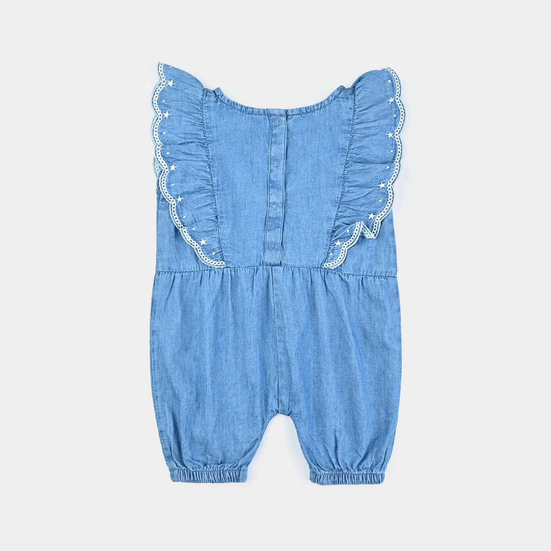 Infant Girls Tencel Denim (Light Denim) Romper Frill Style-Blue