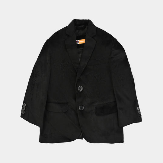 Boys Suede Blazer-BLACK
