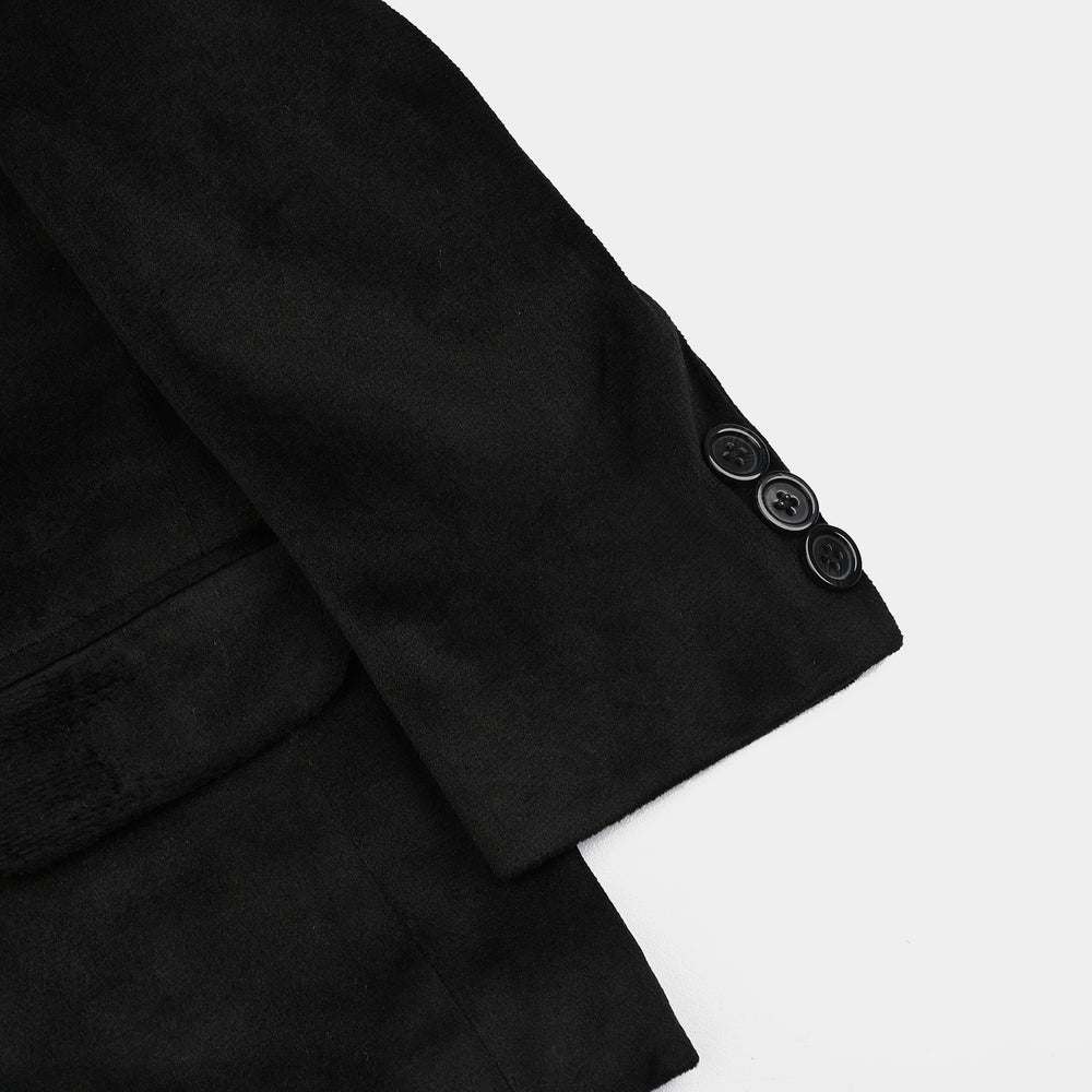 Boys Suede Blazer-BLACK