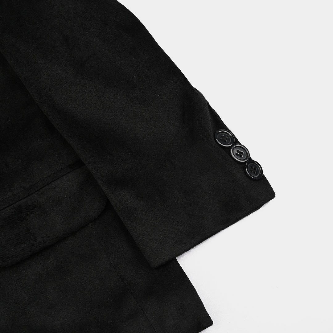 Boys Suede Blazer-BLACK