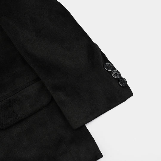 Boys Suede Blazer-BLACK