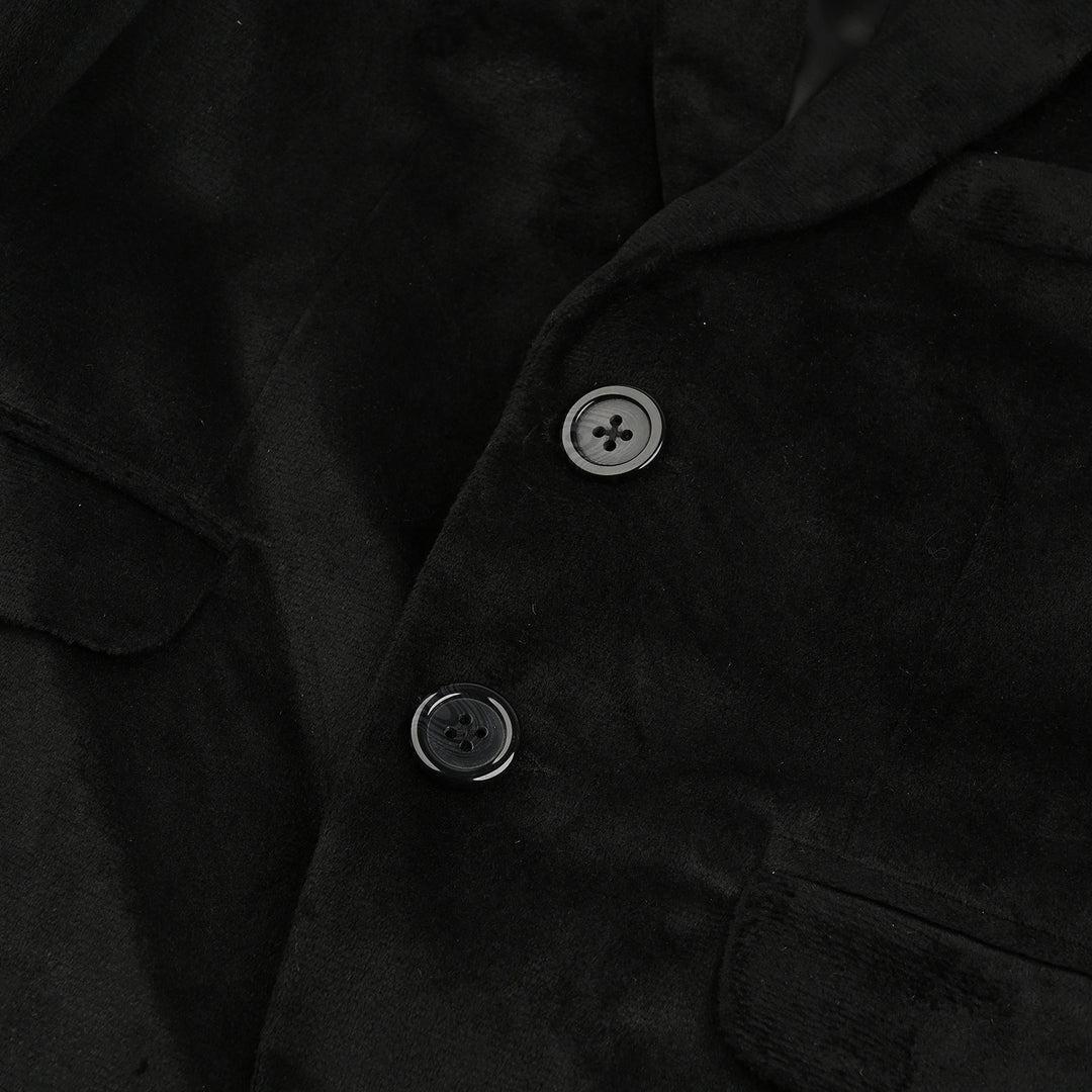 Boys Suede Blazer-BLACK