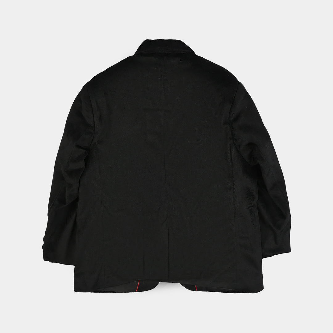 Boys Suede Blazer-BLACK