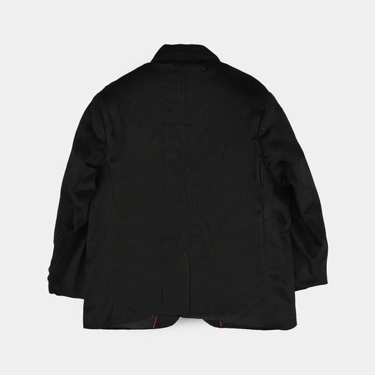Boys Suede Blazer-BLACK