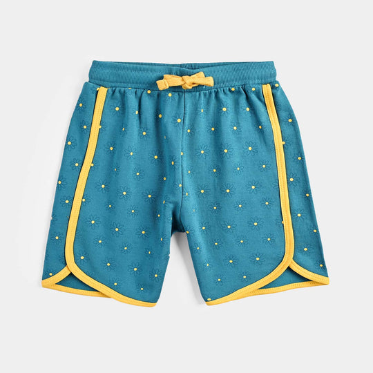 Girls Cotton Terry Short DAISY FLOWER-Blue