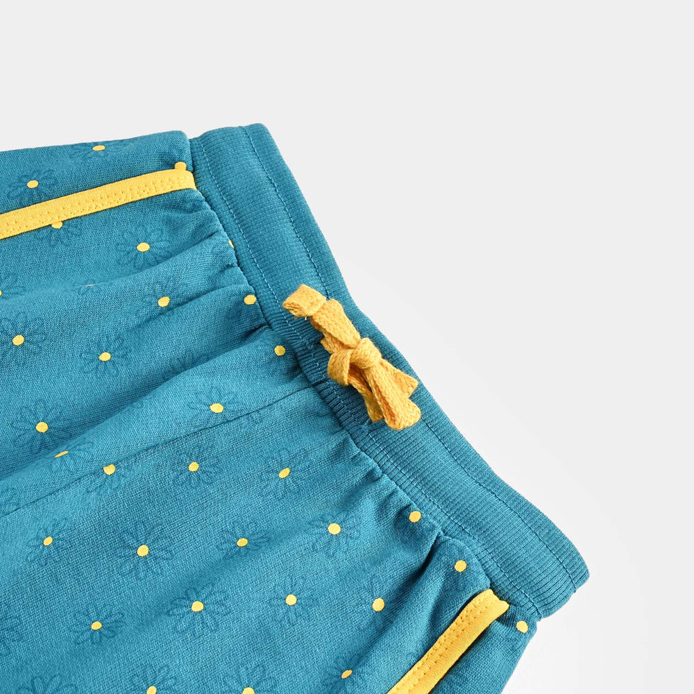 Girls Cotton Terry Short DAISY FLOWER-Blue